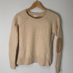 Club Monaco Cream Sweater with Elbow Patches